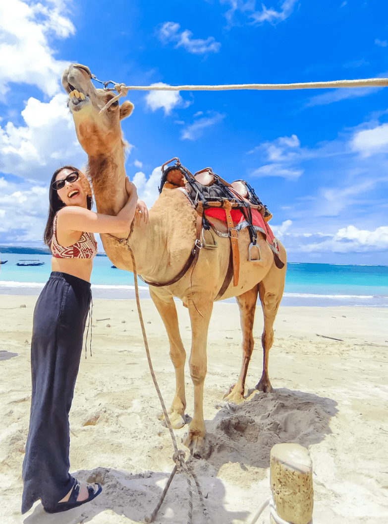 Bali camel riding package price Kelan Beach sunset