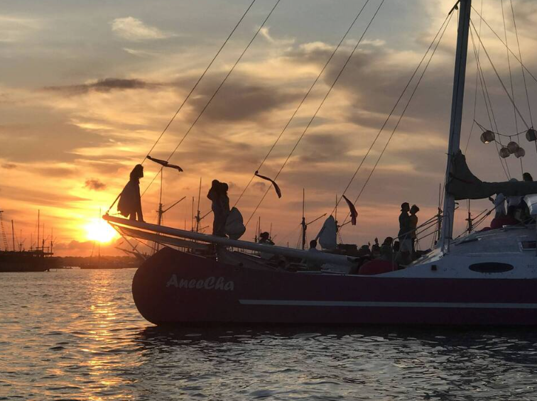 Book Aneecha luxury yacht sharing trip Bali sunset party on deck