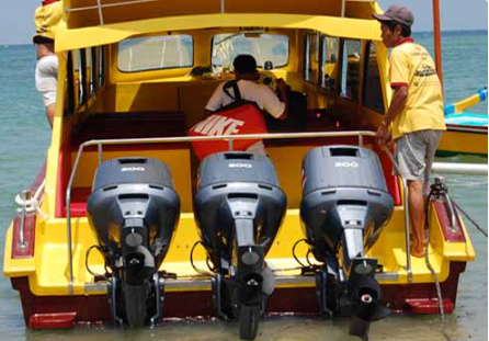 Nusa Penida speed boat safety equipment.