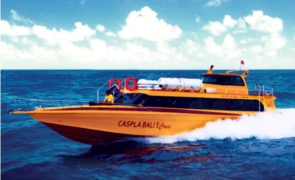 Nusa Penida speed boat safety equipment.